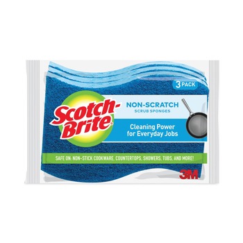 Scotch-Brite MP-3-8-D 4.4 in. x 2.6 in. x 0.8 in. Non-Scratch Multi-Purpose Scrub Sponge - Blue (3/Pack)