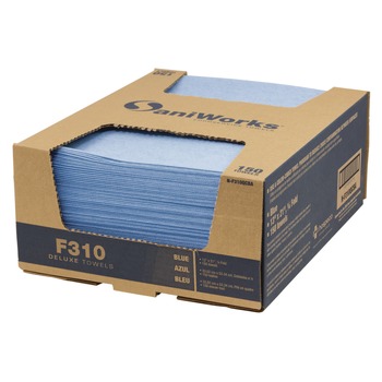 HOSPECO N-F310QCBA 13 in. x 21 in. 1-Ply Deluxe Foodservice Wiper - Blue (150/Carton)