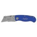 Knives & Multi-Purpose Tools | Great Neck 12113 2 in. Blade 3.5 in. Aluminum Handle 1 Utility Blade Sheffield Folding Lockback Knife - Blue image number 0