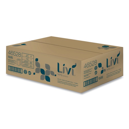 Perforated Roll & Hand Towels | Livi VPG Select 46528 8 in. x 1000 ft. 1-Ply Hard Wound Roll Towel - White (1-Carton) image number 0