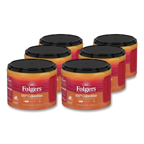 Coffee - Caffeinated | Folgers 30445CT 22.6 oz. Canister Coffee - Columbian (6/Carton) image number 0
