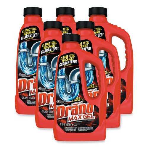 Drain Cleaners | Drano 694768 32-Ounce Max Gel Clog Remover Bottle (12/Carton) image number 0