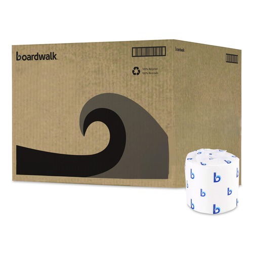 Perforated Roll & Hand Towels | Boardwalk B6170 1-Ply Septic Safe Toilet Tissue - White (96/Carton) image number 0