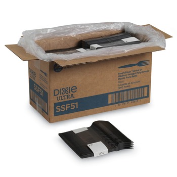 Dixie SSF51 SmartStock Series-O 6.5 in. Mediumweight Plastic Cutlery Forks Refill - Black (40/Pack, 24 Packs/Carton)