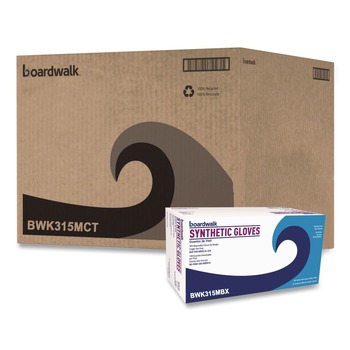 Boardwalk BWK315MCT 4 mil 9.5 in. Long Powder-Free Synthetic Vinyl Gloves - Medium, Cream (100/Box, 10 Boxes/Carton)