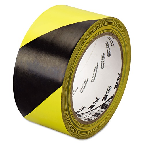 Safety Tapes | 3M 766 2 in. x 36 yds 766 Hazard Marking Vinyl Tape - Black/Yellow (1-Roll) image number 0