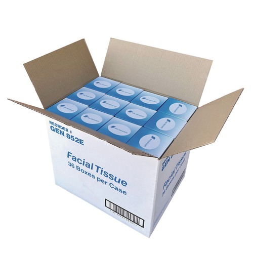 Facial Tissues | GEN GEN852E 2-Ply Facial Tissue Cube Box - White (85 Sheets/Box, 36 Boxes/Carton) image number 0