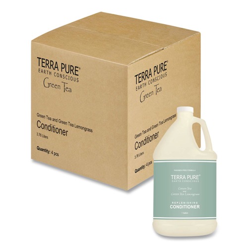 Shampoos, Conditioners, & Body Washes | Diversified Hospitality Solutions GAL02DBGC128 Terra Pure 1 Gallon Conditioner - Green Tea Lemongrass (4/Carton) image number 0