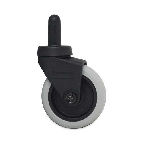 Casters | Rubbermaid Commercial FG7570L20000 3 in. Soft Rubber Wheel Grip Ring Stem Replacement Bayonet-Stem Swivel Casters - Black image number 0