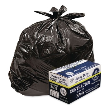 AEP Industries Inc. 1506754 60 Gallon 3 mil 32 in. x 50 in. Heavy-Duty Contractor Clean-Up Bags - Black (20/Carton)