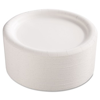 AJM Packaging Corporation AJM CP9AJCWWH14 9 in. Diameter Premium Coated Paper Plates - White (125/Pack, 4 Packs/Carton)