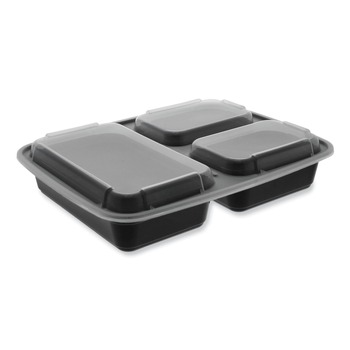 Pactiv Corp. NC333B Newspring DELItainer 7.5 x 9.87 x 1.75 32 oz Plastic Microwavable Container - Black/Clear (150/Carton)