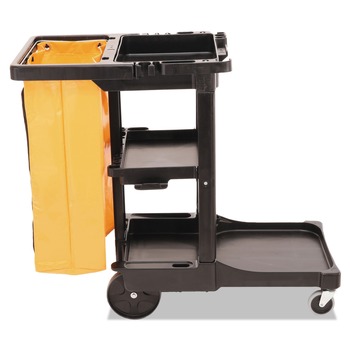 PERFORATED ROLL AND HAND TOWELS | Rubbermaid Commercial FG617388BLA 20 in. x 45 in. x 38.25 in. 4 Shelves 1 Bin Plastic Multi-Shelf Cleaning Cart - Black