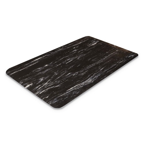 Floor Mats | Crown CU 3660BK 36 in. x 60 in. Cushion-Step Marbleized Rubber Surface Mat - Black image number 0