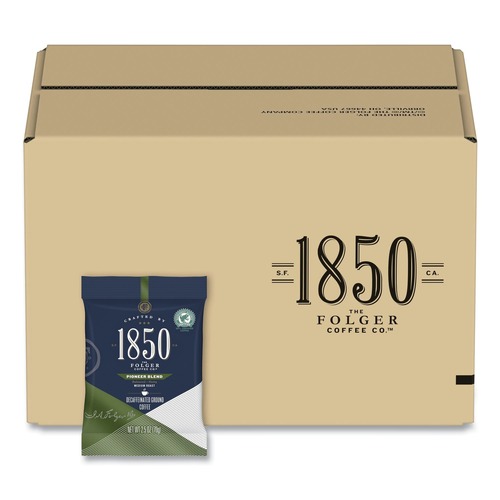 Coffee - Caffeinated | Folgers 2550021513 2.5 oz. Pioneer Blend Decaf Medium Roast Coffee Fraction Packs (24/Carton) image number 0