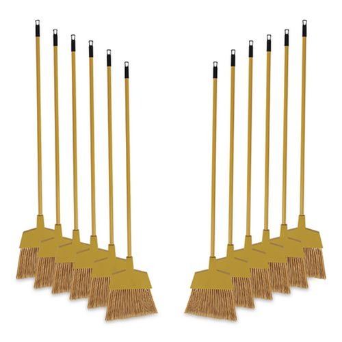 Brooms | Boardwalk BWKBRMAXIL 55 in. Handle Corn Fiber Angled-Head Lobby Brooms - Yellow (12/Carton) image number 0