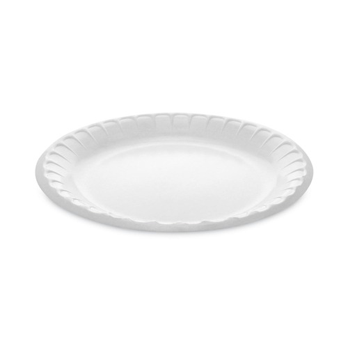 Plates | Pactiv Corp. YTK100090000 1 Compartment 9 in. Round Laminated Foam Plates - White (500/Carton) image number 0