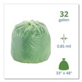 Repro Trash Bags | Stout by Envision E3348E85 32 Gallon 0.85 mil 33 in. x 48 in. EcoSafe-6400 Bags - Green (50/Box) image number 2