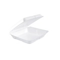 Food Containers & Lids | Dart 80HT1R 7.5 in. x 8 in. x 2.2 in. Foam Hinged Lid Containers - White (200/Carton) image number 2