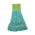 Mop Heads | Boardwalk BWK1200MCT EcoMop Recycled Fiber Looped-End Mop Head - Medium, Green (12/Carton) image number 0