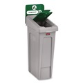 Indoor Waste Receptacles | Rubbermaid Commercial 2185051 Slim Jim Recycling Station Kit 1-Stream Compost 23 gal Plastic Green/Gray image number 2