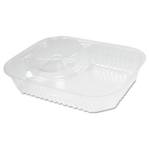 Food Trays & Liners | Dart C68NT2 ClearPac 6.2 in. x 6.2 in. x 1.6 in. 3.3 oz. 2-Compartments Plastic Nacho Tray - Large Clear (500/Carton) image number 0