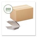 Food Containers & Lids | Vegware WHBRG-9 HW 9 in. x 9 in. x 3 in. Molded Fiber Compostable Sugarcane Clamshell Containers - White (200/Carton) image number 1