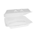 Food Containers & Lids | Pactiv Corp. YHLW10030000 SmartLock 9.5 in. x 10.5 in. x 3.25 in. 3-Compartment Hinged Foam Containers - X-Large, White (250/Carton) image number 0