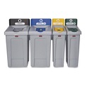 Indoor Waste Receptacles | Rubbermaid Commercial 2185051 Slim Jim Recycling Station Kit 1-Stream Compost 23 gal Plastic Green/Gray image number 3