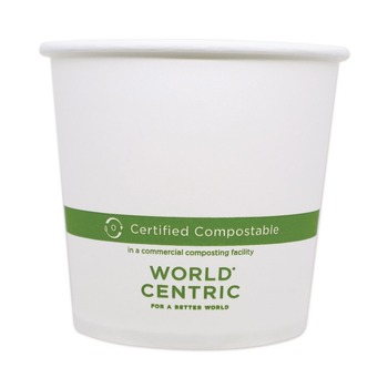 World Centric BOPA24 4.4 in. Diameter x 4.4 in. h Paper Bowls - White (500/Carton)