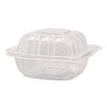 Perforated Roll & Hand Towels | Karat FP-HC66PP-1C Polypropylene Plastic Hinged Container 6 x 6 x 3.3 Clear Plastic 50/Pack 6 Packs/Carton image number 2