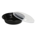 Food Containers & Lids | GEN FCPP-BC-32RND 7.28 in. x 7.28 in. x 2.55 in. 32 oz. Plastic Microwavable Food Container with Lid - Round Black/Clear (150/Carton) image number 4