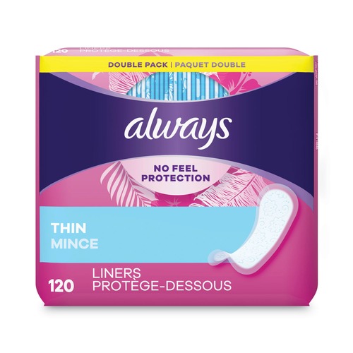 Feminine Care Products | Always 10796PK Thin Daily Panty Liners, Regular, 120/pack image number 0