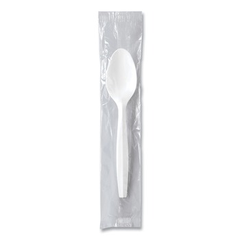 DISPOSABLE SPOONS | SOLO MOW3-0007 Individually Wrapped Regal Mediumweight Plastic Cutlery Spoon - White (1000/Carton)