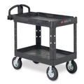 Carts | Rubbermaid Commercial FG454600BLA 26 in. x 55 in. x 33.25 in. 750 lbs. Capacity 2 Lipped Shelves Heavy-Duty Plastic Utility Cart - Black image number 3