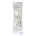 Cutlery Kits | Boardwalk BWK6COMBOKITPP 5.86 in. 6-Piece Mediumweight Plastic Cutlery Fork/Knife/Napkin/Pepper/Salt/Spoon Kit - White (250/Carton) image number 2