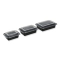 Food Containers & Lids | GEN FCPP-BC-24RECT 7.48 in. x 5.03 in. x 2.48 in. 24 oz. Plastic Microwavable Food Container with Lid - Rectangular Black/Clear (150/Carton) image number 3