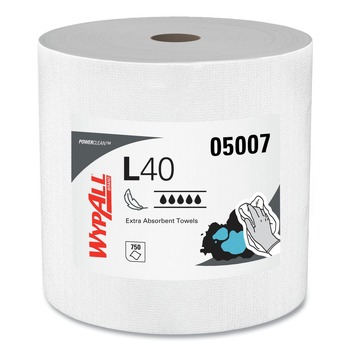 WypAll 05007 750/Roll L40 Wipers Jumbo Roll - White