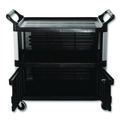 Carts | Rubbermaid Commercial FG409500BLA 40.63 in. x 20.75 in. x 37.81 in. 300 lbs. Capacity 3 Shelves Plastic Xtra Equipment Cart - Black image number 3