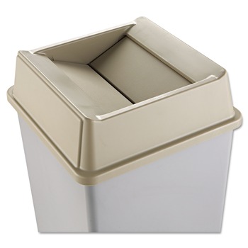 WASTE RECEPTACLE LIDS | Rubbermaid Commercial FG266400BEIG 20.13 in. Plastic Untouchable Square Swing Top Lid - Beige