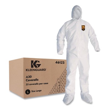 Ansell 46123 KleenGuard A30 Coveralls - Large/White (25/Carton)