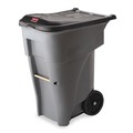 Outdoor Waste Receptacles | Rubbermaid Commercial FG9W2100GRAY 65 Gallon Square Polyethylene Brute Rollout Heavy-Duty Waste Container - Gray image number 0