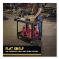 Carts | Rubbermaid Commercial FG452500BLA 25.25 in. x 44 in. x 38.13 in. 500 lbs. Capacity 2 Flat Shelves Plastic Utility Cart - Black image number 8