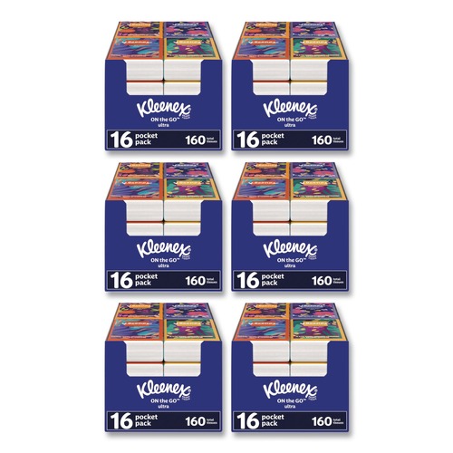 Facial Tissues | Kleenex 54635 On The Go Packs 3-Ply Facial Tissues - White (6/Carton) image number 0