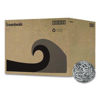Boardwalk 83LGI Stainless Steel Scrubber - Medium, Steel Gray (72/Carton)