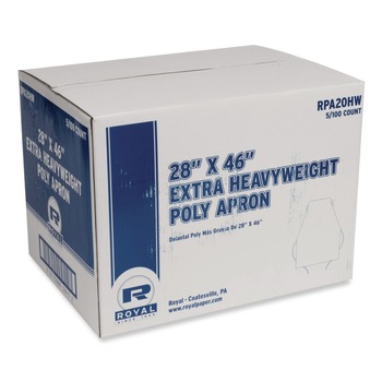 SCHOOL SMOCKS AND APRONS | AmerCareRoyal RPA20HW 28 in. x 46 in. 1.77 mil Heavyweight Poly Aprons - One Size Fits All, White (500/Carton)
