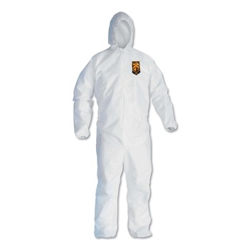 CLEANING CLOTHS AND WIPES | Ansell KCC 44323 A40 Elastic-Cuff and Ankles Coveralls - Large, White (25/Carton)