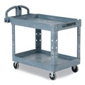 Carts | Rubbermaid Commercial 2192464 BRUTE Heavy-Duty Ergo Handle Utility Cart Plastic Two Shelves 500 lb Capacity 25.5-in x 44-in x 39-in Gray image number 0
