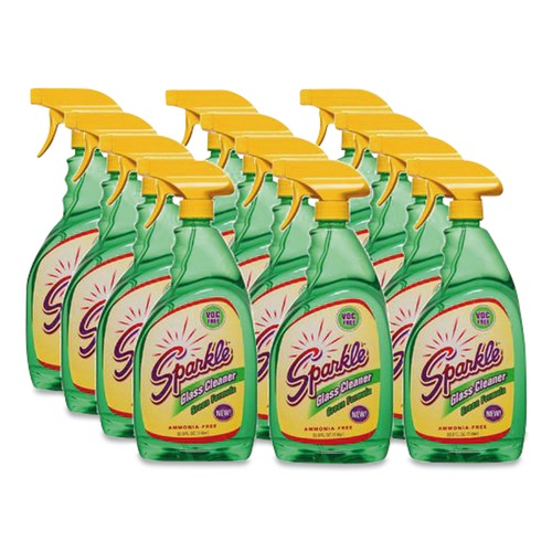 Disinfecting & Cleaning Solutions | Sparkle 30345 33.8 oz. Bottle Green Formula Glass Cleaner (12/Carton) image number 0