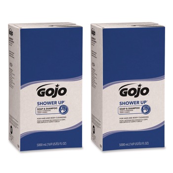 GOJO Industries 7530-02 5000 mL Refill Bag SHOWER UP Soap and Shampoo - Clean (2/Carton)